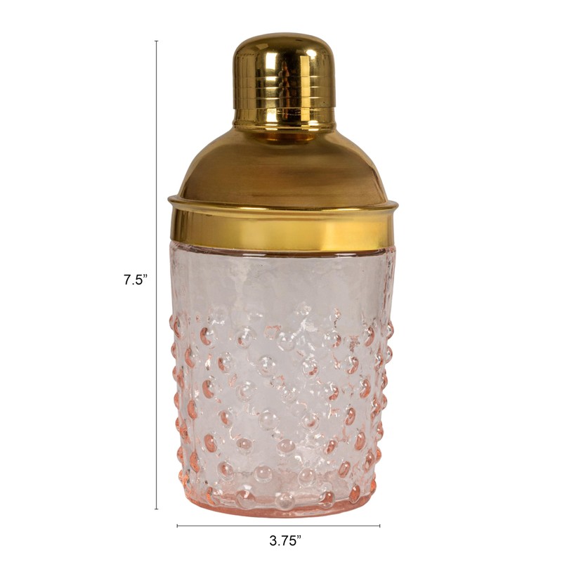Creative Co-Op Hand-Blown Glass and Stainless Steel Hobnail Cocktail Shaker,