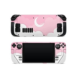 ZOOMHITSKINS Steam Deck Skin, Compatible with Steam Deck Skins, Pink Moon Star Anime Cute Kawaii, Protective Skin Wrap Set for Valve Steam Deck Accessories, Durable, Glitter Overlaminate
