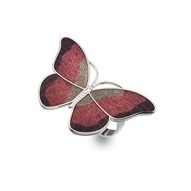 Scarf Ring - Enamel Large Butterfly - Red