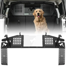 JOYTUTUS Heavy Duty Dog Car Barrier for Wrangler JL 2018-2023, MOLLE Compatible Dog Car Barrier for Cargo Area Car Divider, No Drill Large Pet Car Gate Trunk Barrier