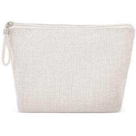 Natural Women's Basic Toiletry Bag with Zip and Pull, Cosmetic Bag, Travel Makeup Bag, ecru
