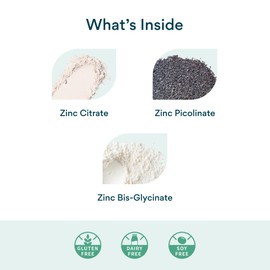 Bettervits Zinc Supplements for Men & Women | High Absorption Zinc Picolinate, Glycinate and Citrate 30mg | Immune and Skin Support - High Strength | 60 Capsules