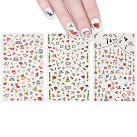 ALLYDREW 3 Sheets Merry Christmas Nail Art Christmas Nail Stickers