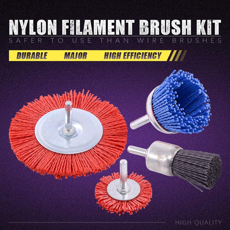 Swpeet 4Pcs Nylon Filament Abrasive Wire Brush Wheel & Cup