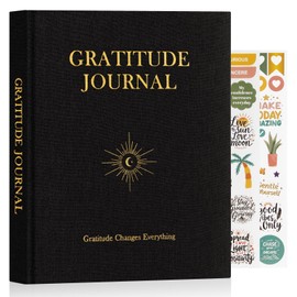 Lanpn Daily Gratitude Journal for Men Woman, 4 Month Mindfulness & Affirmation Planner, 7.8"x9.2" The 5 Minute Grateful Diary, Guided Reflection with Positivity Prompts Undated Notebook, Black