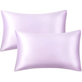 Satin Silky Pillowcases Set for Hair - Pillowcase Covers with Envelope Closure - Cool and Easy to Wash - Pillowcase Set of 2 - Pillow Cover Only Without Insert (Lavendar, Queen(20"x30"))