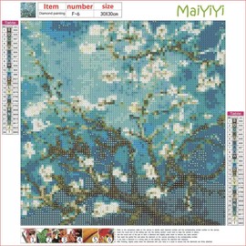 CooolPlus Van Gogh Flower Diamond Painting Kit 5D DIY Full Square Diamond Embroidery Dot Kits for Adult Flower Diamond Painting Art Gift for Kids Home Decor