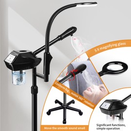 Retain Time Facial Steamer for Ozone Humidifier Atomizer Attach 5× Magnifier and Light, Professional Face Steamer Clean Skin Firming Pores and Moisturizing Suitable for a Beauty, Spa, at Home