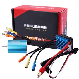 HobbyPark 2435 4800KV Brushless Motor and ESC Combo 25A Electric Speed Controller for Traxxas 1/18 LaTrax Teton Desert Prerunner Rally, 1/16 Revo RC Cars Trucks