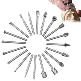 20 Stück Hochwertiges Holzschnitzerei Bohrer Set für Rotary Tool, HSS-Drehfräser-Set, Frässtifte für Holzarbeiten, Schnitzen, Gravieren, Bohren, 3 mm Schaft