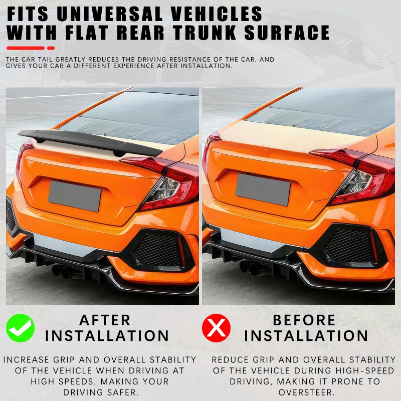 DREAMIZER 47" Matte Black ABS Rear Trunk Spoiler Wing Lip