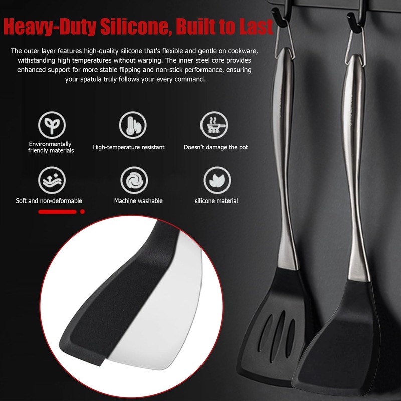 Heavy Duty Silicone Spatula Set, 2 Piece Heat Resistant BPA