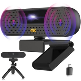 VIZOLINK W8GS Webcam 4K HD 1080P Webcam for PC with Microphone, Auto Focus, Light Correction, 85° Field of View, Privacy Cover, Plug & Play, for Mac, Laptop, Zoom, Skype, Teams, Video Call and