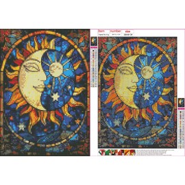 Naykow Mystic Sun and Moon Diamond Painting Kits for Adults Full Drill 5D Diamond Art Kits DIY Diamond Painting by Number for Gift Home Wall Decor 12 x 16 inches