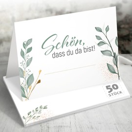 Funke & Brand Tischkarten Floral Glitter Schön, DASS du da bist