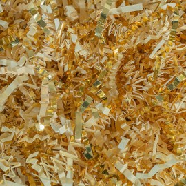 MagicWater Supply - 1/2 LB - Vanilla & Gold - Crinkle Cut Paper Shred Filler great for Gift Wrapping, Basket Filling, Birthdays, Weddings, Anniversaries, Valentines Day, and other occasions