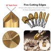 Bestgle 6Pcs 1/4" Countersink Drill Bit Set 5 Flute 82