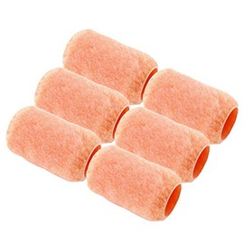 Wideskall Reusable Paint Roller Cover Refill 4" x 3/8" inch Nap Woven Polyester Washable PVC Plastic Core (Pack of 6)