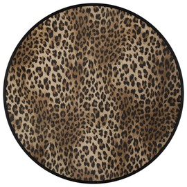 Animal Print Round Area Rug, Leopard Print Non-Slip Circle Rug for Bedroom Living Room Outdoor Study Playing Floor Mat Carpet, 3' Diameter