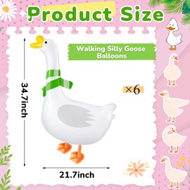 Charnoel 6 Pcs Walking Silly Goose Balloons, Large 34.7x21.7 in Cute Animal Goose Birthday Balloons Party Decorations for Baby Showers, Farm Party Photo Props Supplies