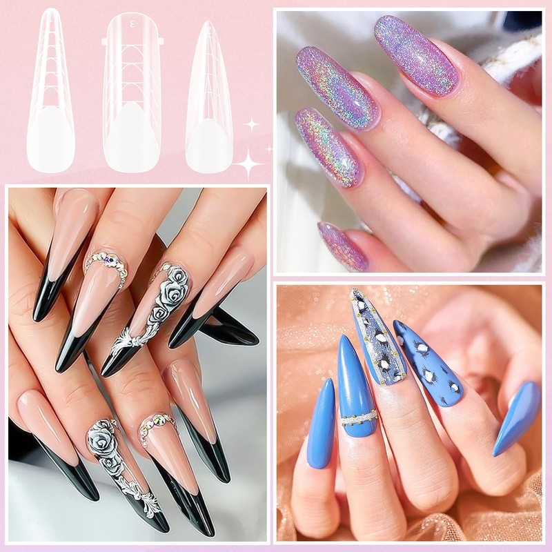 MELLIEX 144-Piece Dual Nail Forms Set, 6 Styles Acrylic Nail