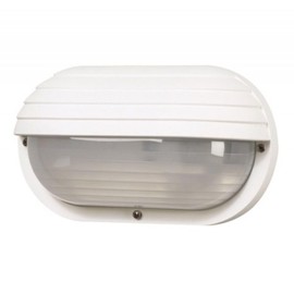 Solus Nautical S77WF Oblong Eyelid Outdoor Wall Light – Composite, Frosted Polycarbonate Diffuser – LED Bulb Included - UL Listed, Non-Corrosive, Made in USA (White, Single, Warm White (3000K))