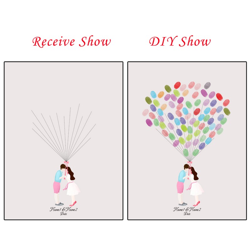 2Set Cartoon Pattern Fingerprint Painting DIY Signature Guest Book Wedding