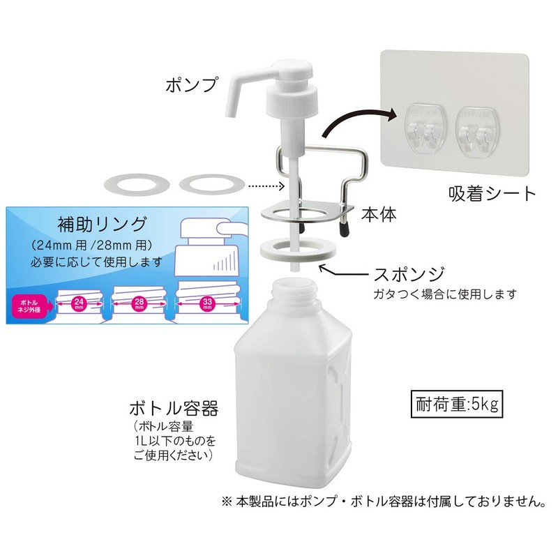Kurita PBH-6064 White Push Bottle Holder Compatible Bottle Screw Outer