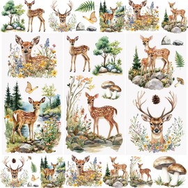 WANDIC 3 Pcs Rub on Transfer Stickers Little Deer Pattern Decals Animals Rub on Stickers for DIY Scrapbooking Photo Albums Furnitures Laptop