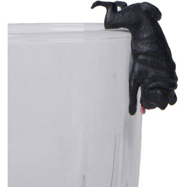 Seadiquiet Realistic Mini Pug Dog Figurine Hanging on Cup Rim DIY Fairy Garden Accessory Window Stickers and Films Water Cup Decorate Statue