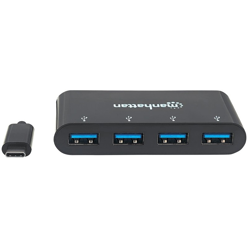 Manhattan AC-5495 Hub USB-C 4 Ptos Negro, Negro