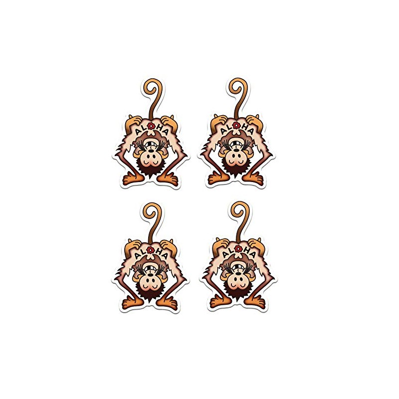 4 pcs Set Monkey Aloha Hard Hat Sticker Funny, 2