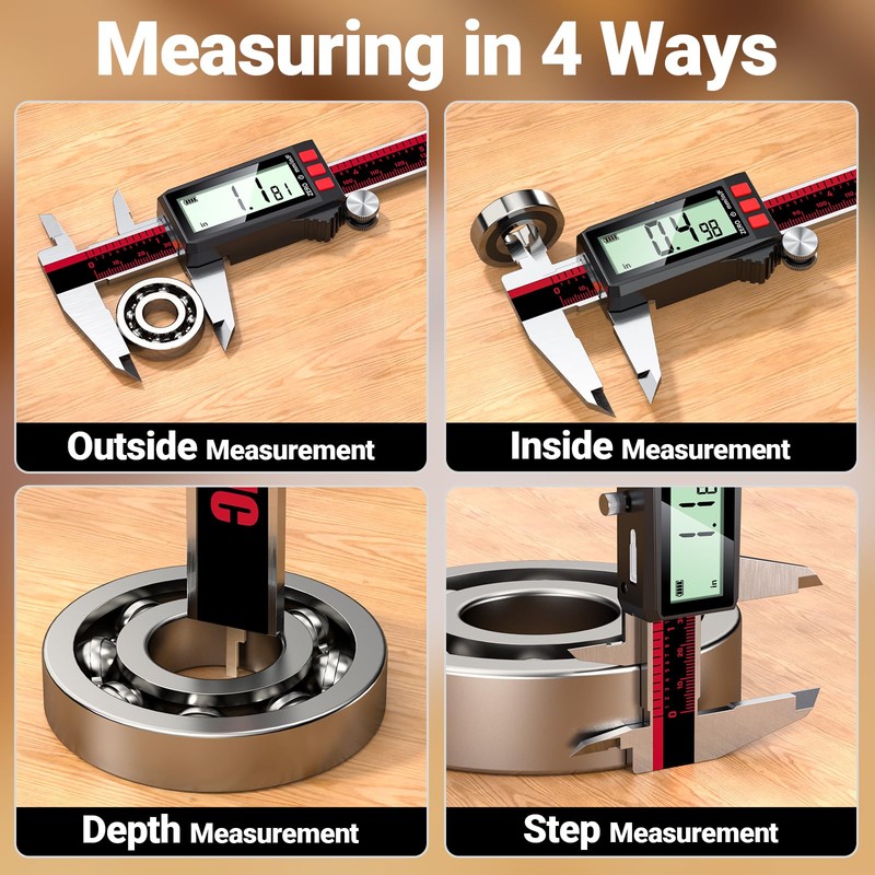 YUWEIC Digital Caliper 8 Inch, Rechargeable Calipers with LCD Screen,