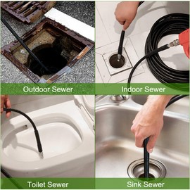 WEST BAY Sewer Jetter Kit 100 FT for Pressure Washer, 5800PSI Drain Cleaner Hose 1/4 Inch NPT Corner Rotating and Button Nose Sewer Jetting Nozzle Spanner Watertight Tape Pearl Corsage Pin