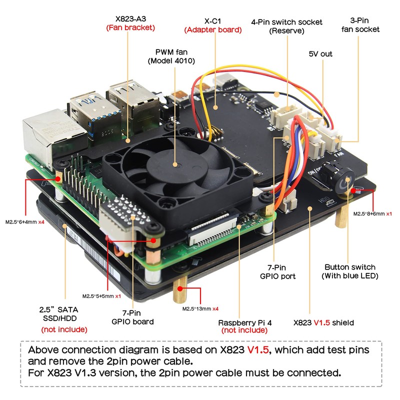 Geekworm NASPi V2.0 2.5 pulgadas SATA HDD/SSD NAS Kit de