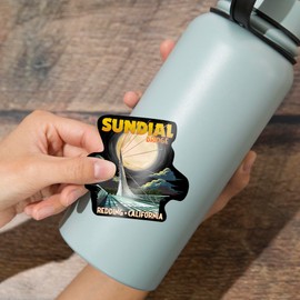 Die Cut Sticker Redding, California, Sundial Bridge and Moon, Contour Vinyl Sticker 3 to 6 inches, (Waterproof Decal for Cars, Water Bottles, Laptops, Coolers), Large