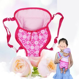 SQAQS Baby Doll Carrier, Rich Variety, Soft Material Baby Front and Back Carry with Adjustable Straps, 18 Inch Doll Strap, Cotton, Doll Accessories (Red Round Flower)