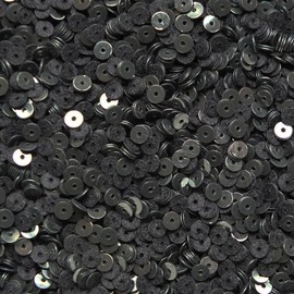 4mm Flat Round Sequin Paillettes ~ Black Velvet Flock Suede ~ Loose sequins for embroidery, bridal, applique, arts, crafts, and embellishment. Made in USA.