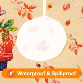 Smiry Fall Rectangle Table Cloth, Waterproof Vinyl Tablecloth with Flannel Backing, Wipeable Autumn Pumpkin Truck Plastic Tablecloths for Harvest and Thanksgiving Parties, 60"x140", Yellow