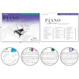Piano Adventures Primer Level Bundle Set 4 Books by Nancy Faber - Lesson, Theory, Performance, Technique & Artistry Books & Juliet Music Bookmarks (P)