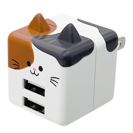 RAC2A2A02MIK USB Charger, AC USB-A, 2 Ports, Smart IC Included, Moba Nya, Movana, Total 2.4A, Cat Mikke, Cat