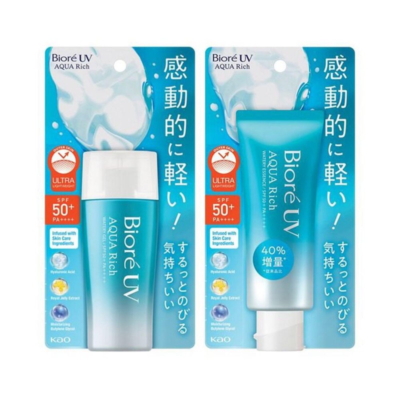 Bioré 비오레 UV 아쿠아리치 워터리 선크림 2종 세트 (에센스 선크림