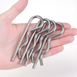 4 pcs M5 x 100 Heavy Duty 304 Stainless Steel Cotter Pins & R Clips, Spring Retaining Wire Hair Pins for Trailer, Tractors, Mower Carts, Lock Systems with Strong Spring Tension Keeper