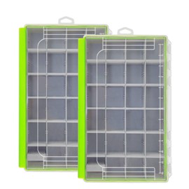 Aventik Waterproof Fishing Tackle Box Organizer with Removable Dividers Sturdy Lure Storage Box and Terminal Tackle Storage 3600/3700 Tackle Trays (Green(2), 3700-13.98x8.86x2.2inch)
