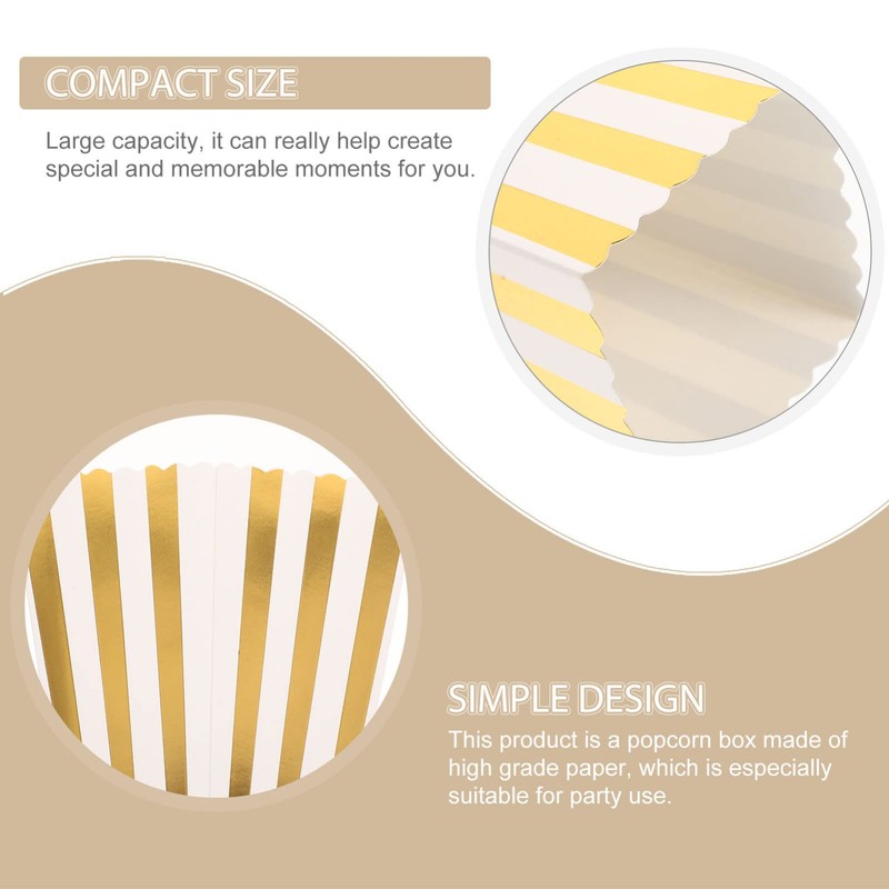 NUOBESTY 24pcs Paper Popcorn Boxes, Cardboard Candy Container Mini Popcorn