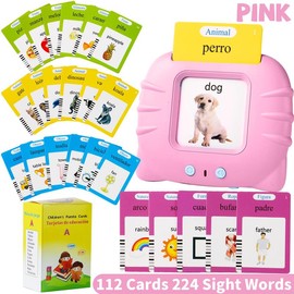 Bilingual English & Spanish Interactive Talking Flash Cards Learning Toy for Toddlers and Preschoolers 224 Vibrant Words, Lightweight, Durable:_PINK