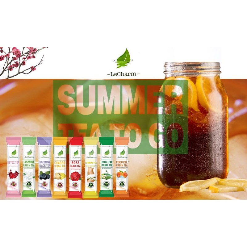 LeCharm Tea Mix Pack - 8 Flavors: Jasmine, Lotus, Rose,