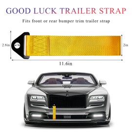 DXNQ Racing Tow Strap, Car Modification JDM Sports Bumper Decorative Traction Rope Trailer Belt, High Strength Nylon Universal Towing Strap Trailer Hook for Front or Rear Bumper (Yellow)
