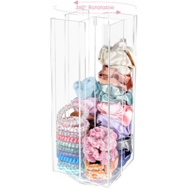OAOLEER Acrylic Scrunchie Holder Organizer, Hair Ties Display Stand, 4 Tier Hair Accessories Organizer Storage for Bracelets Bangle Watches (Type-A)