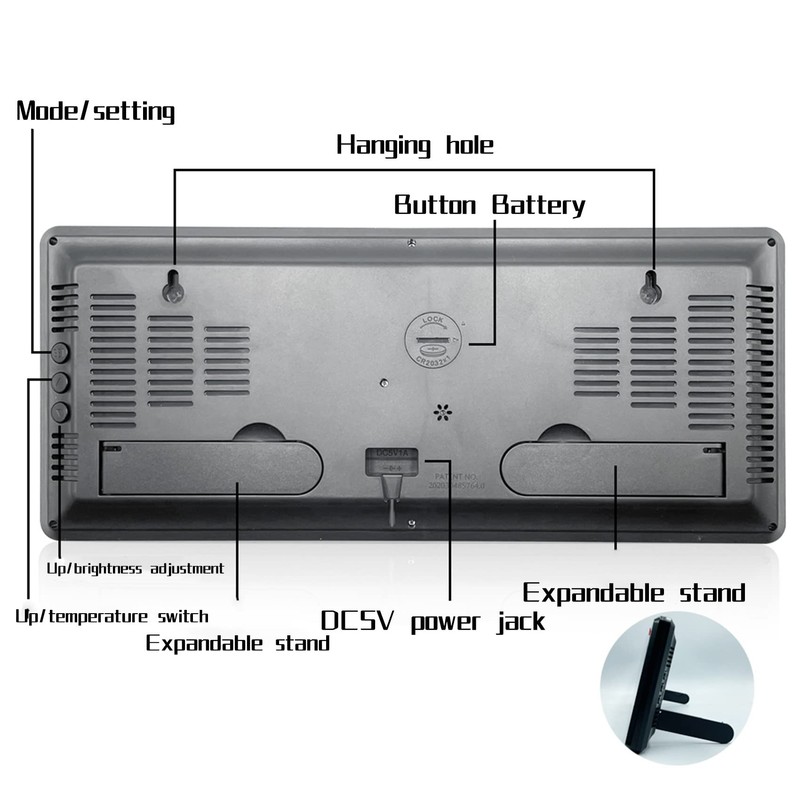 Oidnvay LED Digital Wall Clock, Digits Display,Silent Non-Ticking Clock Decorative